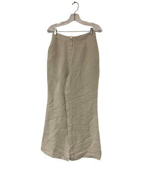 Oysho Womens Linen Trousers Pants wide leg S Small Beige natural 0317/193 NWT